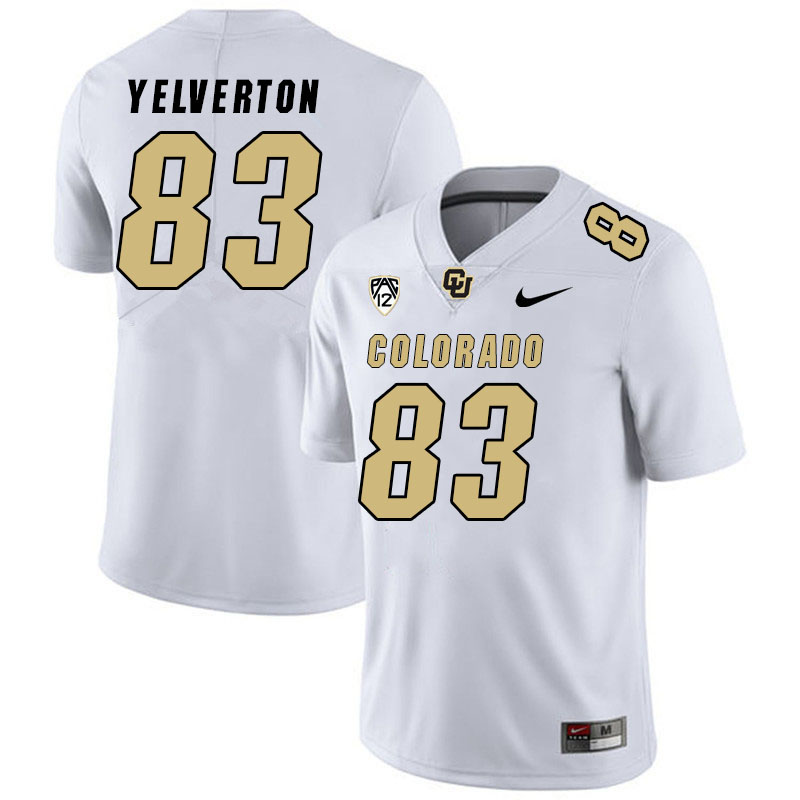 Men #83 Elijah Yelverton Colorado Buffaloes College Football Jerseys Stitched Sale-White